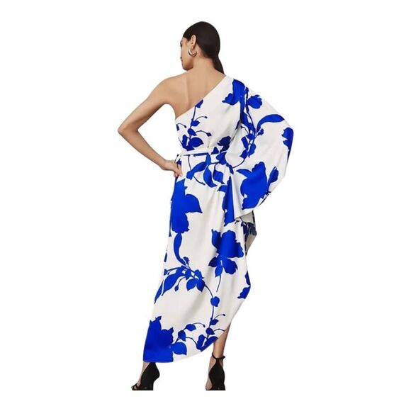 Hutch Anthropologie Floral One Shoulder Satin Maxi Dress Size 18W - Picture 8 of 10
